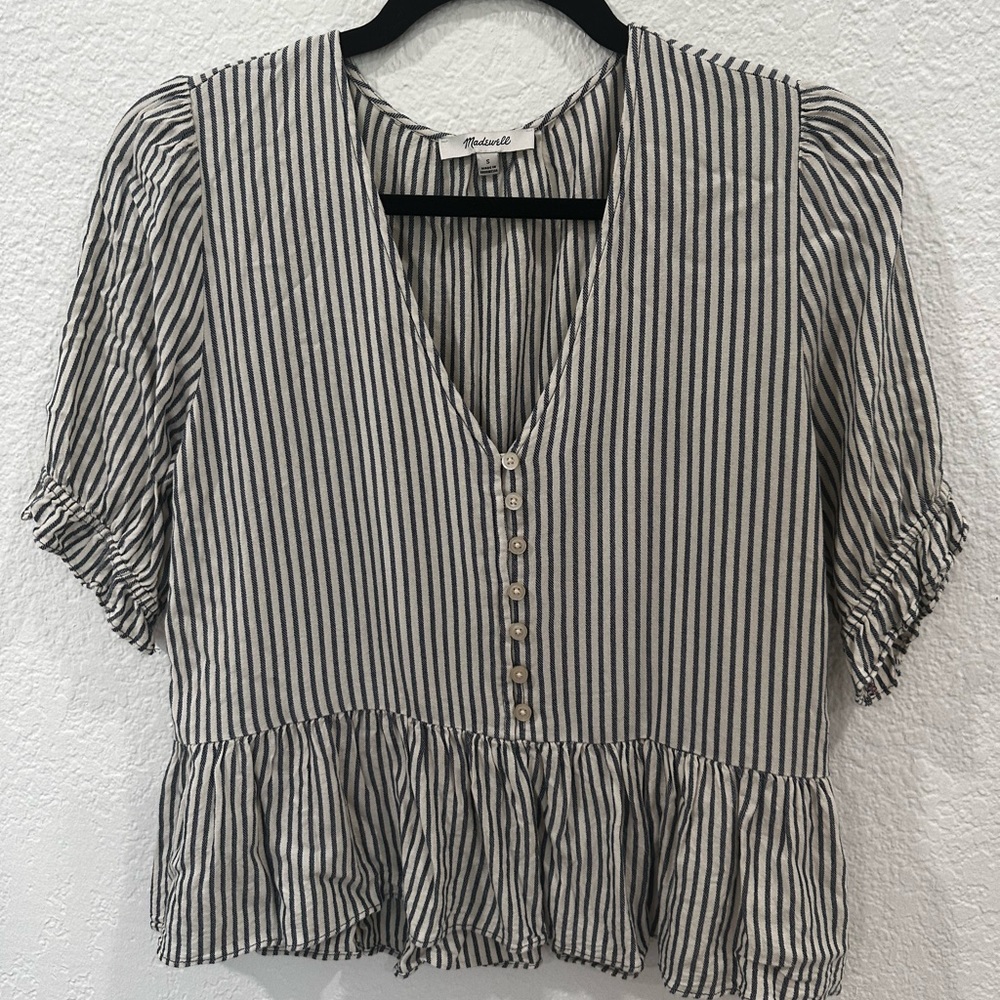 Madewell Blue & White Striped Blouse Size S